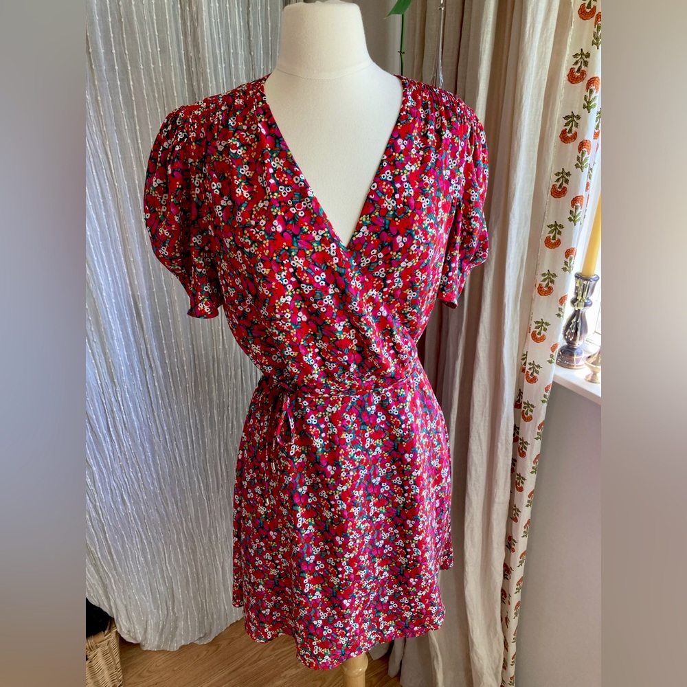 Saloni Lea silk wrap mini-dress, US6/UK10